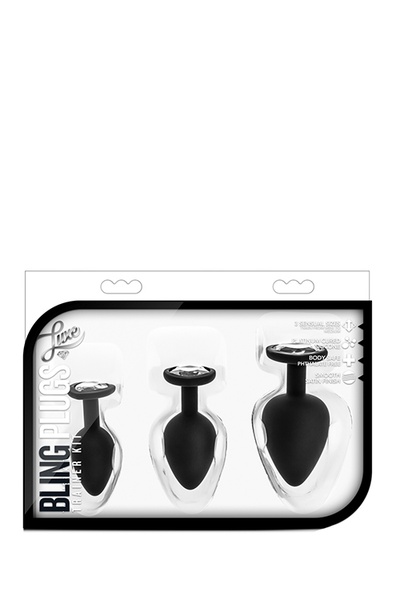 Набір анальних пробок LUXE BLING PLUGS TRAINING KIT WHITE GEMS , T330854