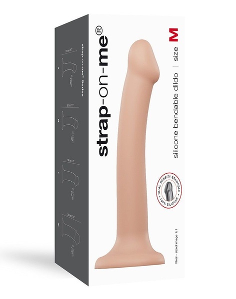 Насадка для страпона Strap-On-Me Dual Density Dildo Flesh M, діаметр 3,3 см, двошарова, гнучкий Тілесний, SO2354 SO2354 фото