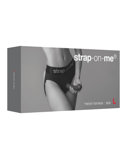 Трусики для страпона, L, Strap-On-Me кольцевое крепление, с отрытыми ягодицами, черные , SOM32138