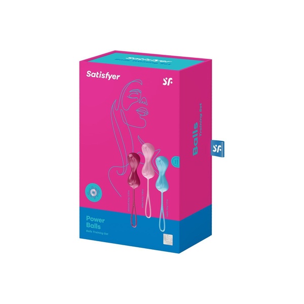 Вагінальні кульки Satisfyer Power Balls (3 пари), діаметр 3,4см, маса 60-76-92г, з кулькою всередині Блакитний/рожевий/червоний, SO2300 SO2300 фото