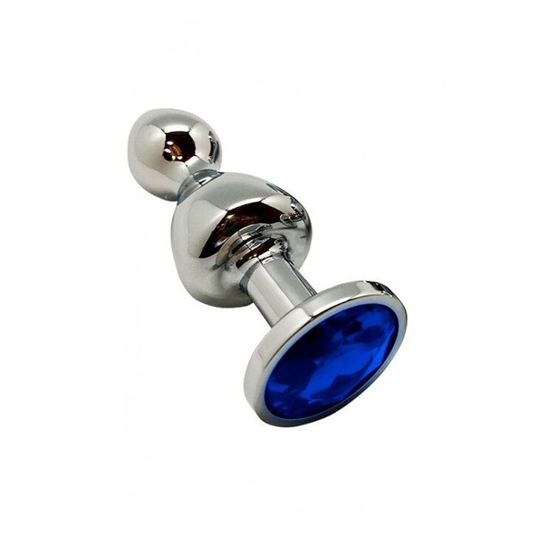 Металева анальна пробка Wooomy Lollypop Double Ball Metal Plug Blue M діаметр 3,1 см, довжина 9,4 см , SO7422 SO7422 фото