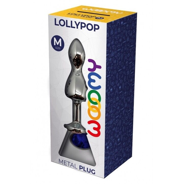 Металева анальна пробка Wooomy Lollypop Double Ball Metal Plug Blue M діаметр 3,1 см, довжина 9,4 см , SO7422 SO7422 фото