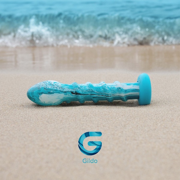 Скляний дилдо Gildo Ocean Wave, з силіконовою основою , SO8894