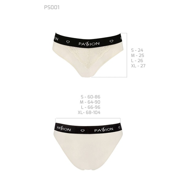 Трусики с широкой резинкой и кружевом Passion PS001 PANTIES XL, ecru SO4166