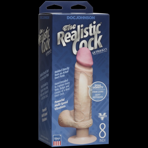 Фалоімітатор Doc Johnson The Realistic Cock 8 inch ULTRASKYN, діаметр 5,1 см, плавне регулювання Тілесний, SO1992 SO1992 фото