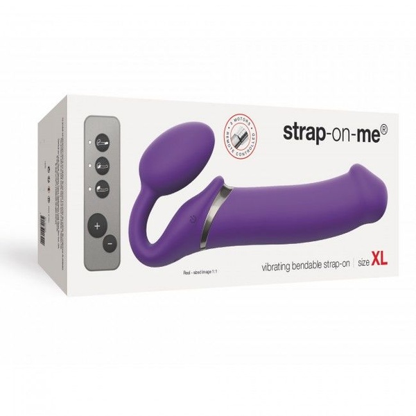 Безремневой страпон с вибрацией Strap-On-Me Vibrating Violet XL, диам. 4,5см, пульт ДУ, регулируемый SO3827 SO3827 фото