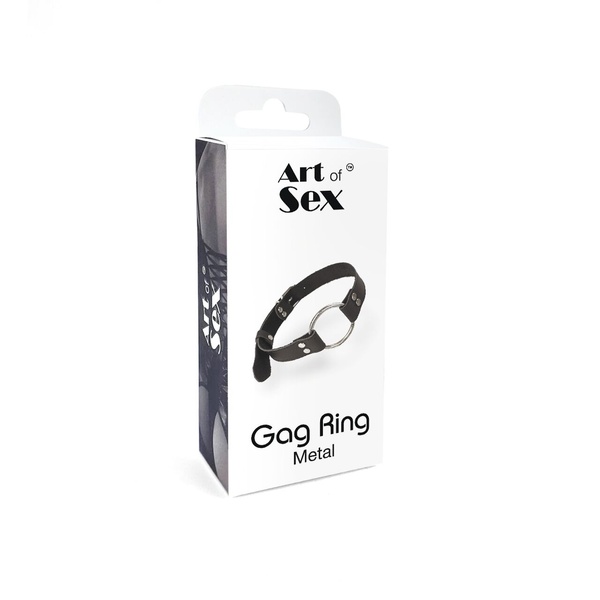 Кляп металеве кільце на ременях Art of Sex – Gag Ring Metal, чорний, натуральна шкіра , SO6790 SO6790 фото