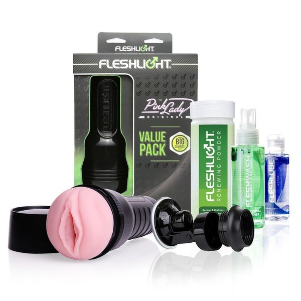 Мастурбатор Fleshlight Pink Lady Original Value Pack: присоска, змазка, чищення і відновлення Рожевий, F19556 F19556 фото