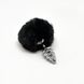 Металлическая анальная пробка Кроличий хвостик Alive Fluffy Twist Plug S Black, диаметр 2,9 см SO6307