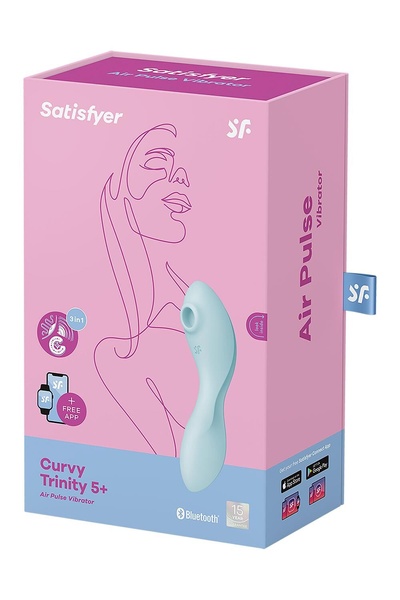 Вакуумний смарт-стимулятор із вібрацією Satisfyer Curvy Trinity 5 (Blue), керування зі смартфона , SO6726 SO6726 фото