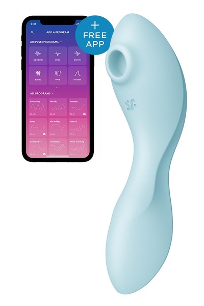 Вакуумний смарт-стимулятор із вібрацією Satisfyer Curvy Trinity 5 (Blue), керування зі смартфона , SO6726 SO6726 фото