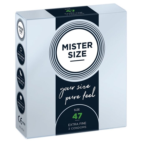 Презервативи Mister Size - pure feel - 47 (3 condoms), товщина 0,05 мм , SO8032