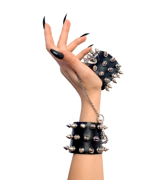 Наручники з шипами Art of Sex - Rose Spiked Leather Handcuffs, натуральна шкіра , SO7654 SO7654 фото