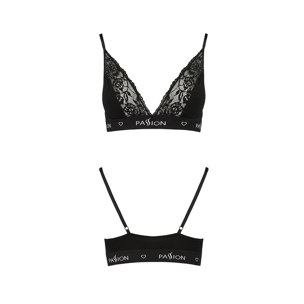 Еластичний топ з мереживом Passion PS001 TOP S, black , SO4177