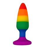 Силиконовая анальная пробка Wooomy Hiperloo Silicone Rainbow Plug L, диаметр 3,9 см, длина 13,1 см Радуга SO7434 SO7434 фото