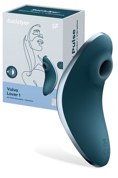 Вакуумный клиторальный стимулятор с вибрацией SATISFYER VULVA LOVER 1 BLUE , T360432