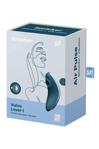 Вакуумный клиторальный стимулятор с вибрацией SATISFYER VULVA LOVER 1 BLUE , T360432