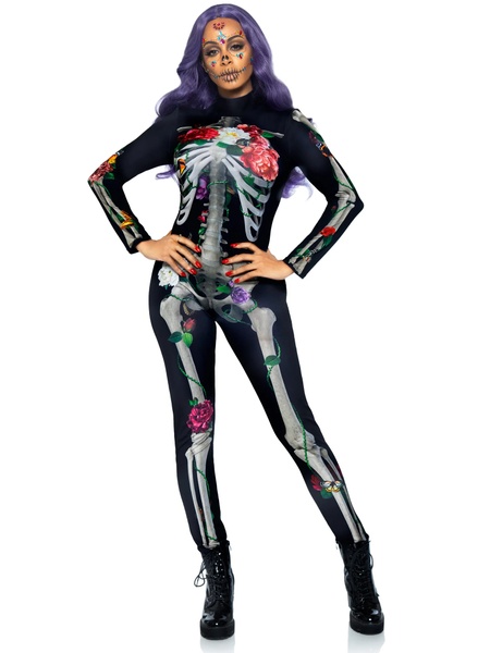 Комбинезон скелет с цветочным принтом Leg Avenue Floral skeleton catsuit S , LA87066S