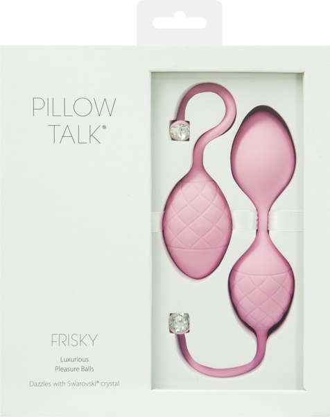 Роскошные вагинальные шарики PILLOW TALK - Frisky Pink с кристаллом, диаметр 3,2см, вес 49-75гр Розовый SO2721 SO2721 фото