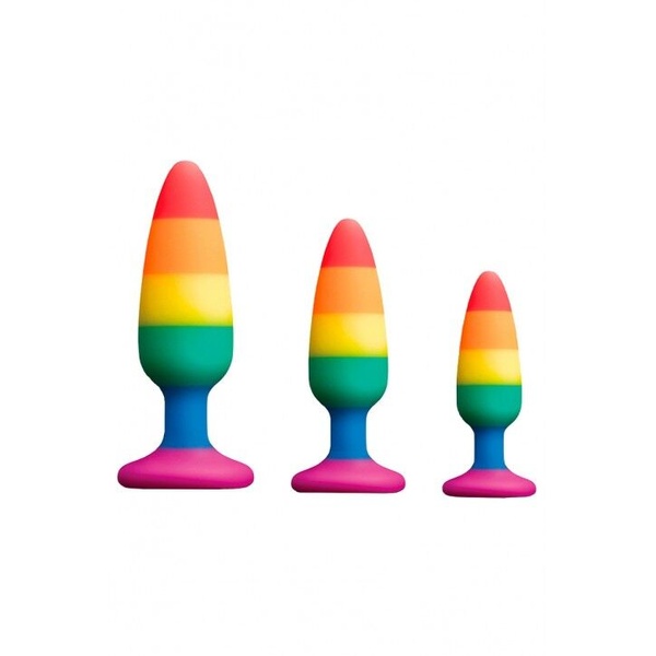 Силиконовая анальная пробка Wooomy Hiperloo Silicone Rainbow Plug L, диаметр 3,9 см, длина 13,1 см Радуга SO7434 SO7434 фото