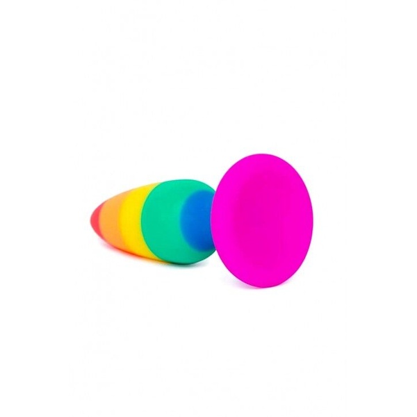 Силиконовая анальная пробка Wooomy Hiperloo Silicone Rainbow Plug L, диаметр 3,9 см, длина 13,1 см Радуга SO7434 SO7434 фото