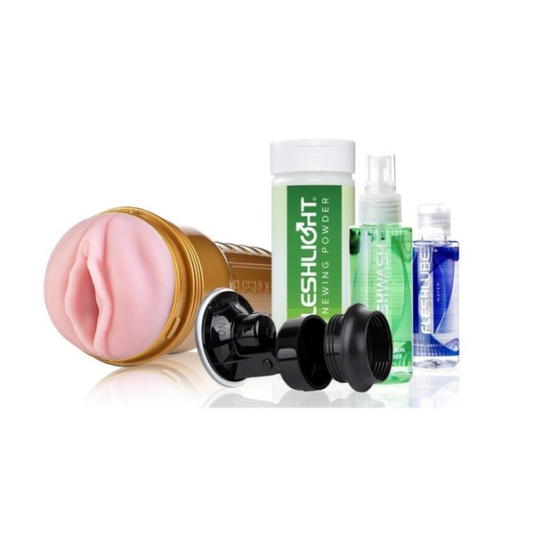 Набор из мастурбатора и средств гигиены Fleshlight Stamina Training Unit (STU) Value Pack (Lady) , FL19532