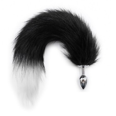 Анальна пробка S лисячий хвіст DS Fetish Anal plug S faux fur fox tail Black/white polyeste LMO272412209 фото