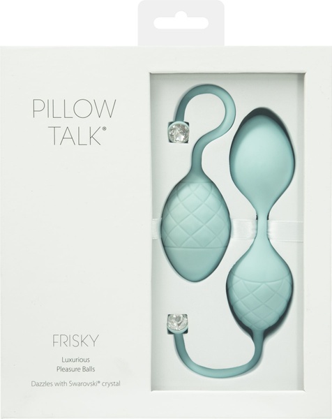 Розкішні вагінальні кульки PILLOW TALK - Frisky Teal з кристалом, діаметр 3,2 см, вага 49-75 гр Бірюзовий, SO2722 SO2722 фото