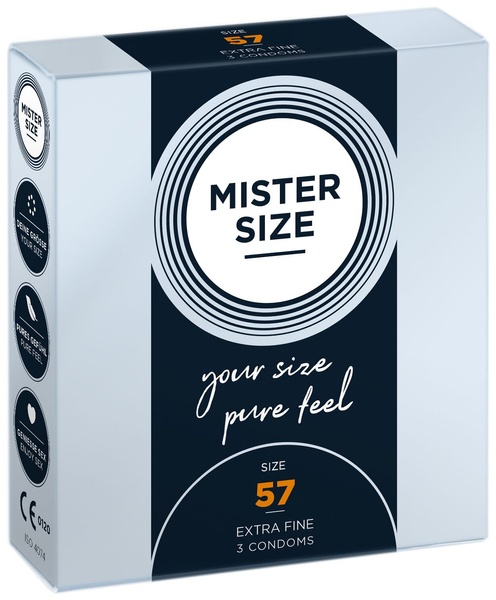 Презервативи Mister Size - pure feel - 57 (3 condoms), товщина 0,05 мм , SO8035