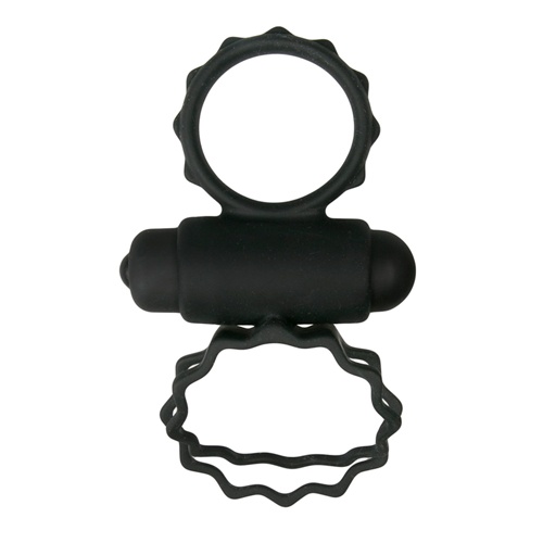 ET355BLK Эрекционное кольцо двойное Duo Cockring с вибро, черное , ET355BLK