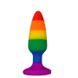 Силиконовая анальная пробка Wooomy Hiperloo Silicone Rainbow Plug M, диаметр 2,9 см, длина 11 см Радуга SO7435 SO7435 фото 1