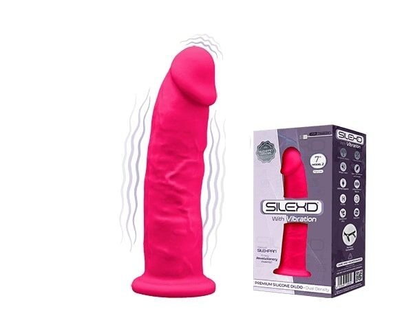 Фалоімітатор з вібрацією SilexD Henry Vibro Pink (MODEL 2 size 7in), двошаровий, діаметр 4,4 см , SO5968 SO5968 фото