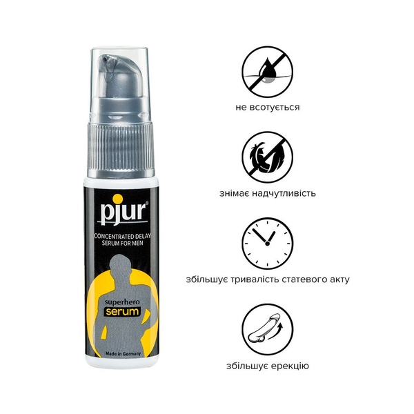 Пролонгувальний гель pjur Superhero Serum 20 мл, створює невидиму плівку, що знижує чутливість , PJ12090 PJ12090 фото