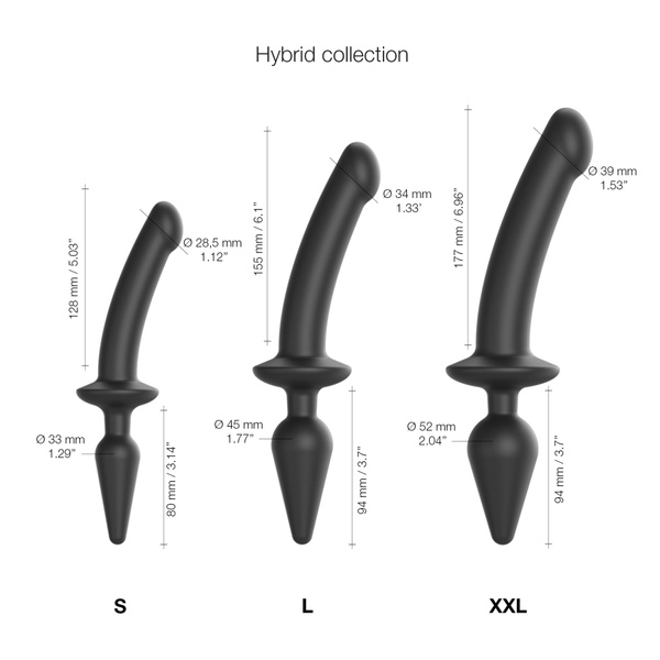 Анальна пробка з дилдо 2в1 Strap-On-Me SWITCH PLUG-IN DILDO Black S, діаметр 3,3/2,9 см , SO6826 SO6826 фото