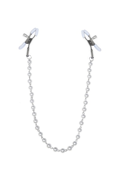 Затискачі для сосків з перлами Feral Feelings Nipple clamps Pearls, срібло/білий SO3792 фото