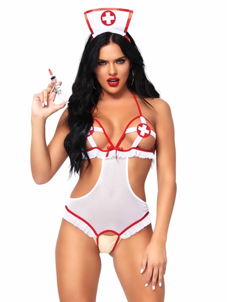 Костюм сексуальної медсестри One Size Naughty Nurse Roleplay Lingerie Set від Leg Avenue LMO87051 фото