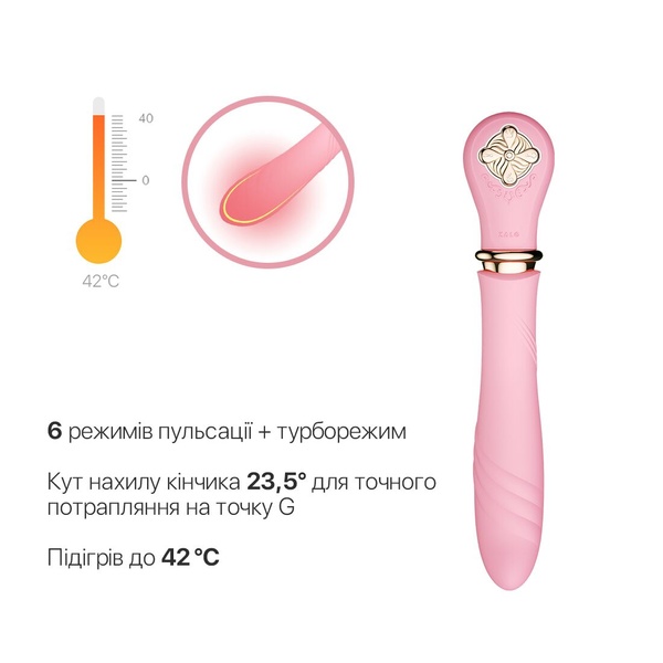 Пульсатор с подогревом Zalo Sweet Magic - Desire Fairy Pink, турбо режим SO6678 SO6678 фото