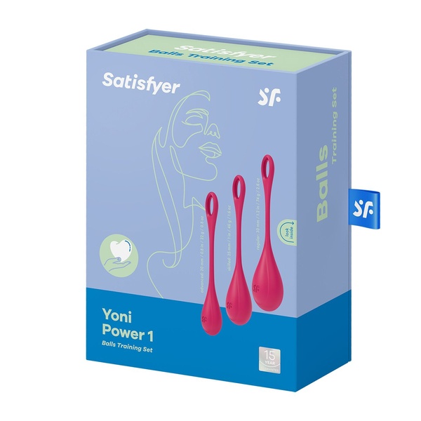 Набір йоні намистин Satisfyer Yoni Power 1 Red, діаметр 2-2,5-3см, вага 22-46-74гр , SO5547 SO5547 фото