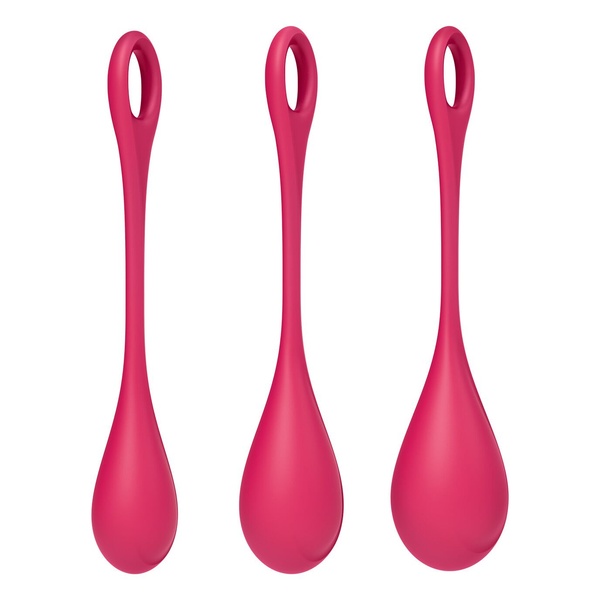 Набір йоні намистин Satisfyer Yoni Power 1 Red, діаметр 2-2,5-3см, вага 22-46-74гр , SO5547 SO5547 фото