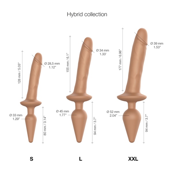 Анальная пробка с дилдо 2в1 Strap-On-Me SWITCH PLUG-IN REALISTIC DILDO Caramel S, диаметр 3,3/2,9 см SO6827 SO6827 фото