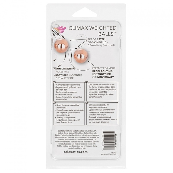 Вагінальні кульки CalExotics Climax Weighted Kegel Balls Nickel-Free - Rose Gold, CE13477