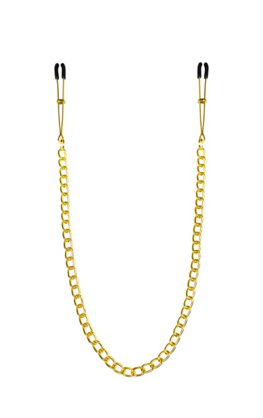 Тонкі затискачі для сосків з ланцюжком Feral Feelings Chain Thin nipple clamps, золото/чорний SO3793 фото
