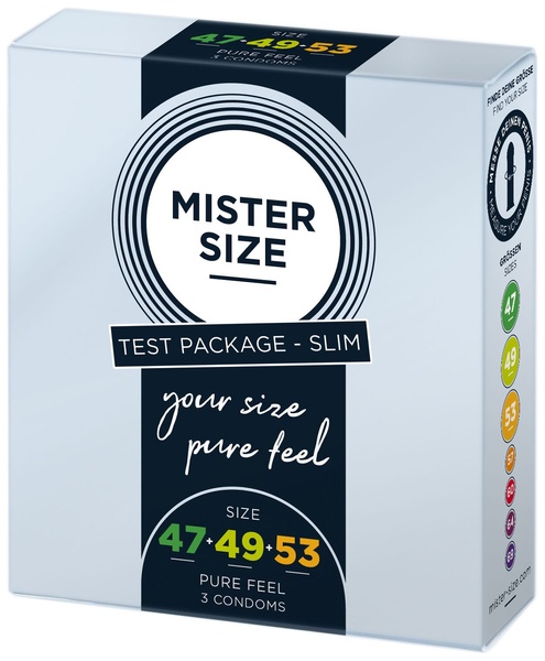 Набір презервативів Mister Size - pure feel - 47–49–53 (3 condoms), 3 розміри, товщина 0,05 мм , SO8039