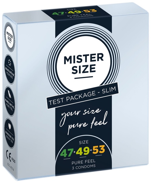 Набор презервативов Mister Size - pure feel - 47–49–53 (3 condoms), 3 размера, толщина 0,05 мм SO8039