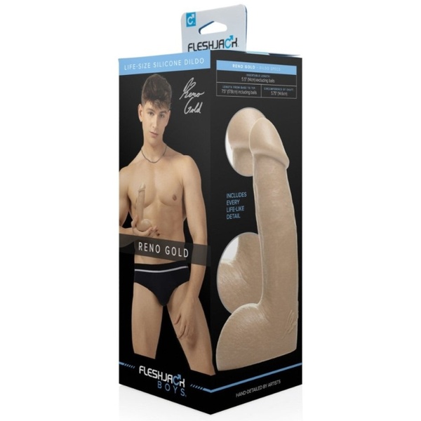 Фаллоимитатор реалистичный Fleshjack Boys Reno Gold Dildo (RP), бежевый, 17.8 см х 4.6 см , FL12816