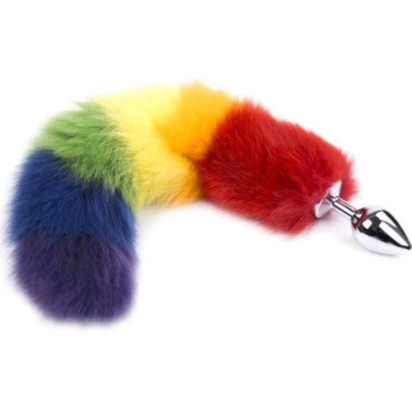 Анальная пробка S лисий хвост DS Fetish Anal plug S faux fur fox tail multi kolor polyeste , 274001213