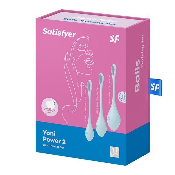 Набір йоні намистин Satisfyer Yoni Power 2 Light Blue, диаметр 2-2,5-3см, вес 22-44-73гр , SO5548 SO5548 фото