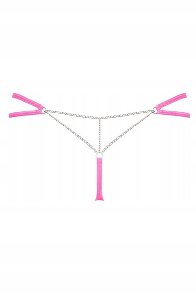 Сексуальні стрінги з ланцюжком Obsessive Chainty thong pink S/M , 411112