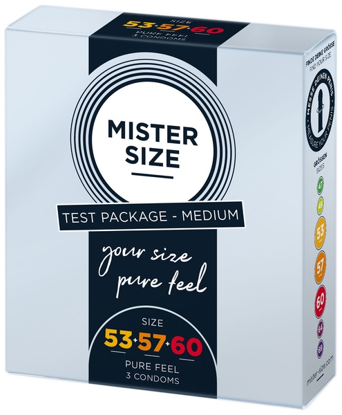 Набор презервативов Mister Size - pure feel - 53–57–60 (3 condoms), 3 размера, толщина 0,05 мм SO8040