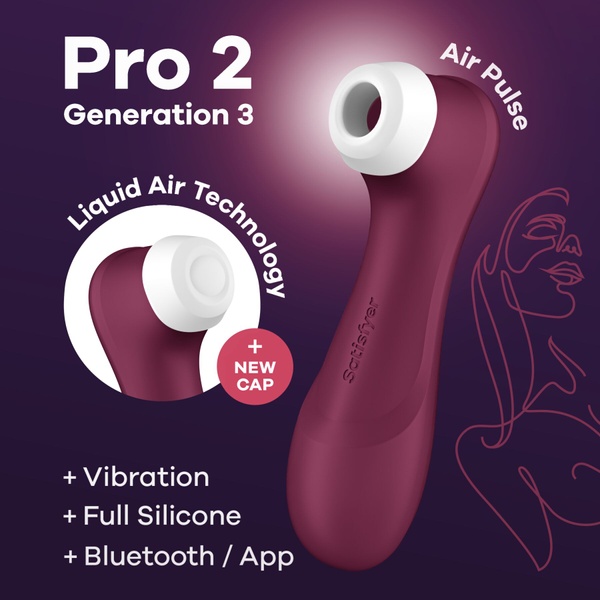 Вакуумний кліторальний стимулятор Satisfyer Pro 2 Generation 3 with Liquid Air Connect App Wіnе Red , SO7774 SO7774 фото